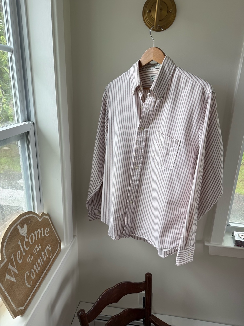 Brand new L.L. Bean Men’s Light Pink & White Striped Button-Down Shirt 16-35